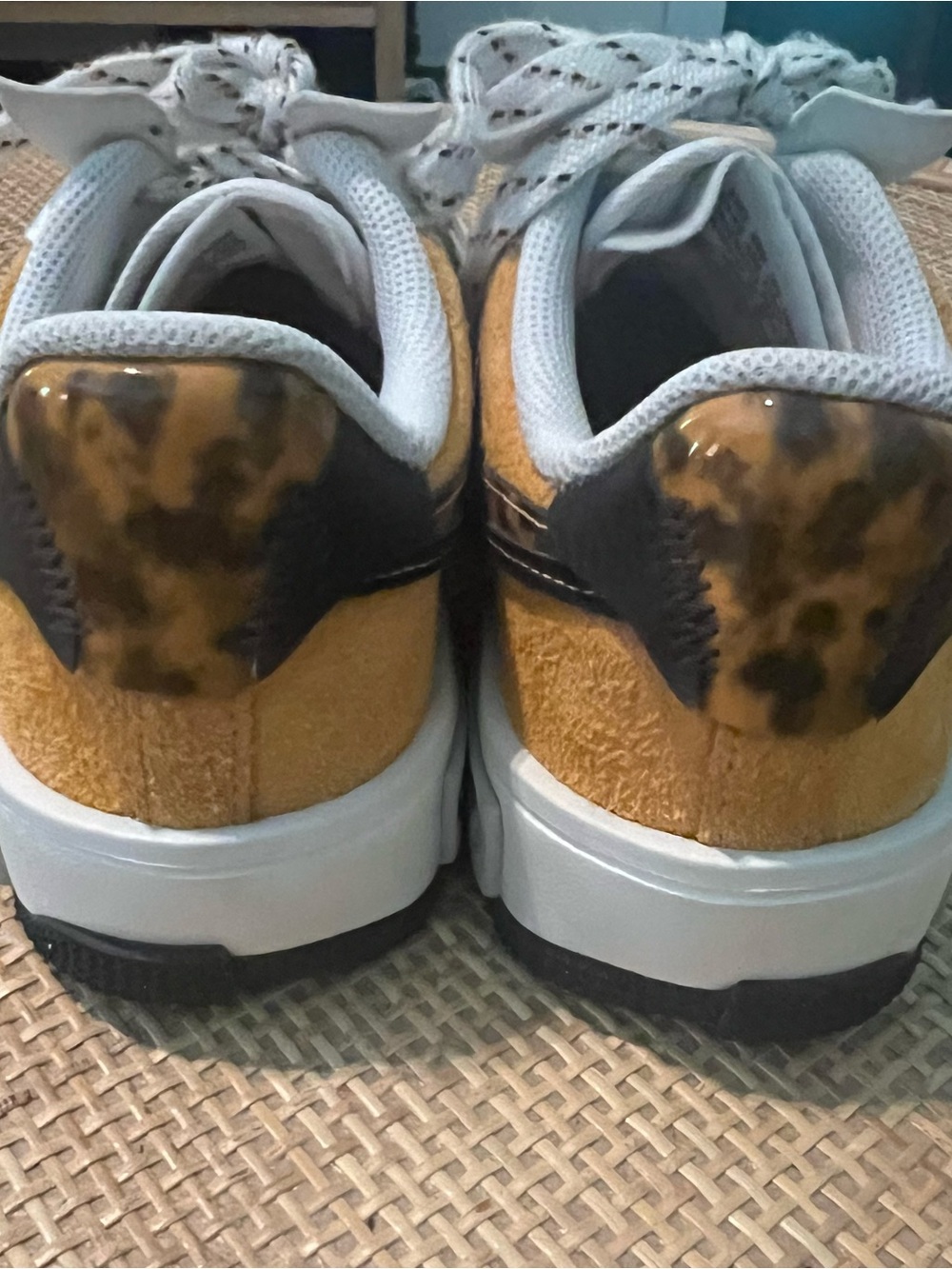 Nike Women’s Air Force-1 Low-Top Sneakers in Mustard Yellow, Black, White - Picture 2 of 3